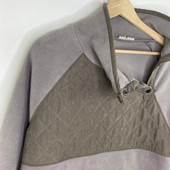 Entro Two-Tone Grey Fleece Quilted Snap Pullover Sweatshirt Women's Size Large L - Picture 5 of 9